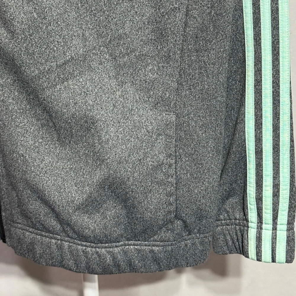 Adidas Heather Gray With Aqua Stripes Full Zip With Pockets Size Large - Picture 4 of 7
